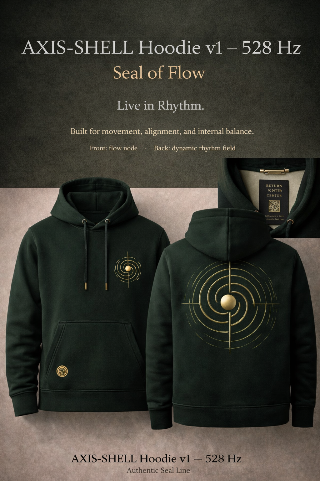 AXIS-SHELL Hoodie v1 — 528 Hz (Seal of Flow)